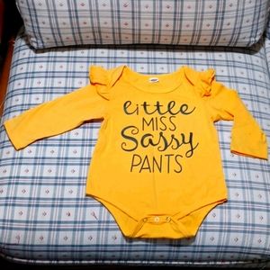 "Little Miss Sassy Pants" yellow onezie